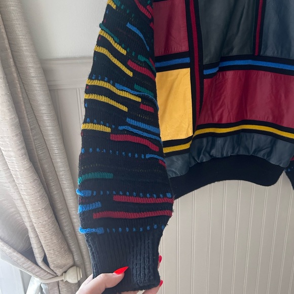 Vintage 90s Saxony Hip Hop Multicolor Crewneck Sweater No SIZE Tag - Picture 4 of 14